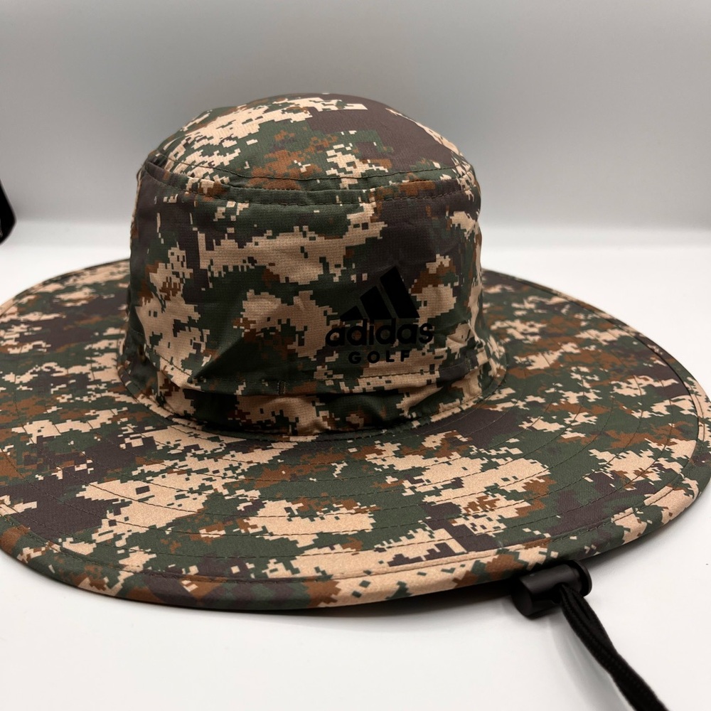 Adidas Golf Camo Wide‎ Brim Sun Hat NEW Nylon S/M Mens Bucket Sun Protection UPF
